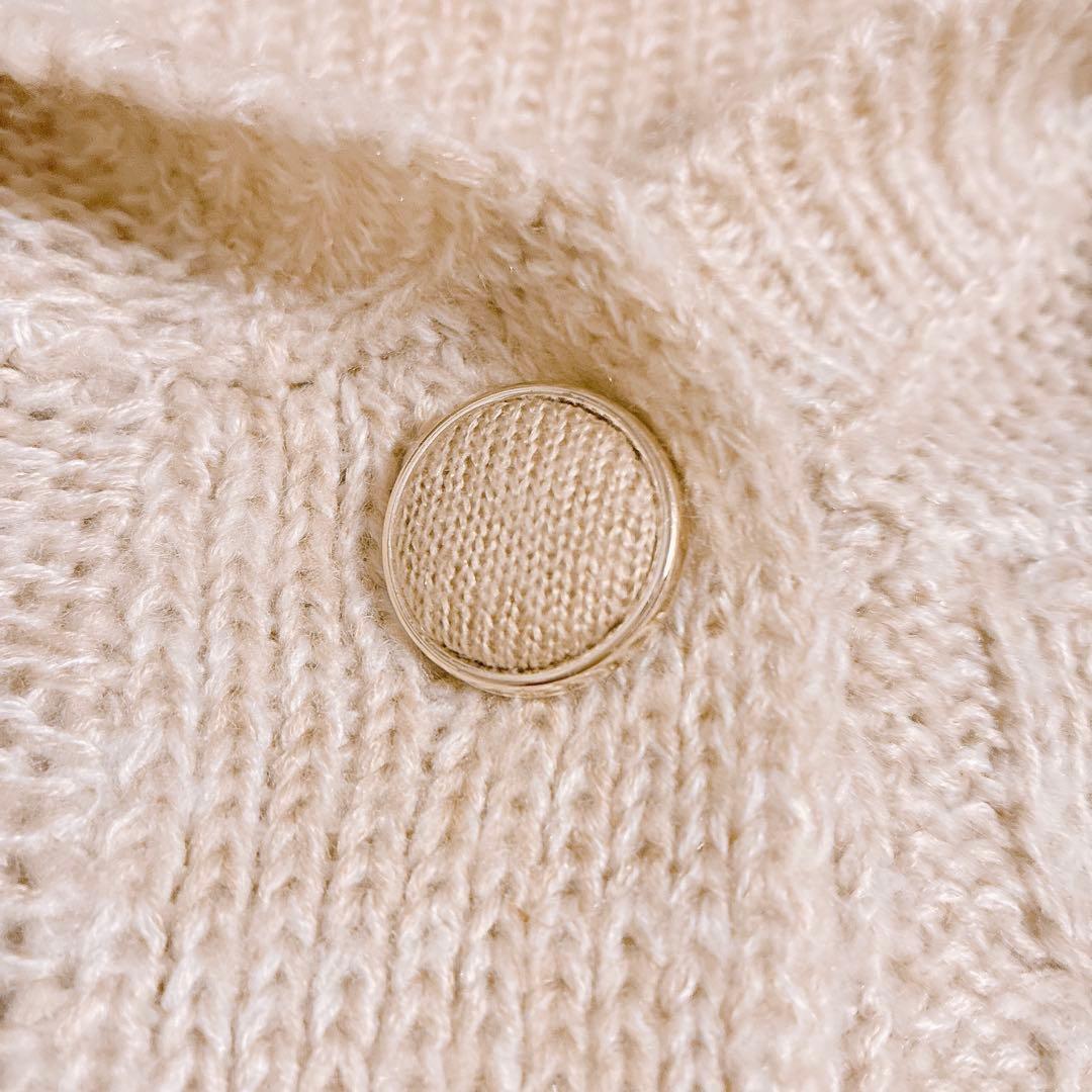 美品✨Lizmelo リズメロ　ニットポンチョ　ベージュ　リボン　ケーブル　M