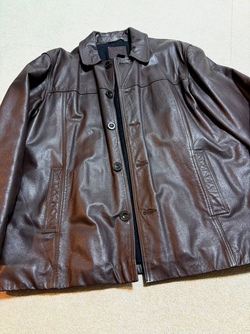j.crew革タグ　レザーカーコート焦茶Lサイズ　ovy OJDGAP