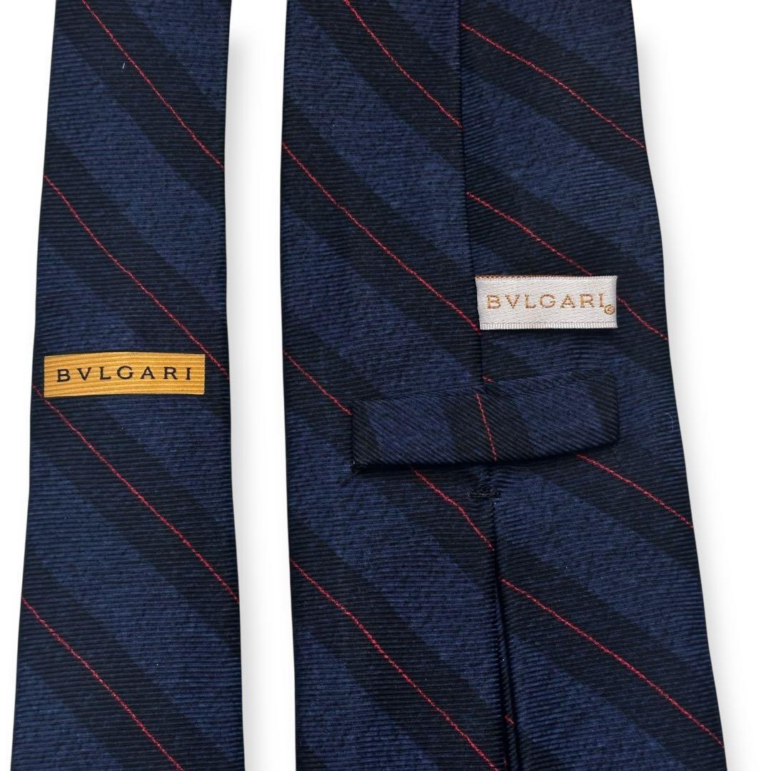 美品✨BVLGARI ネクタイ　ブルガリ　セッテピエゲ　ネイビー　【D】