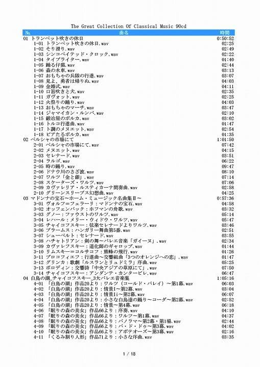 ソニー クラシック名曲集CD90枚 音の索引CD3枚 冊子2冊