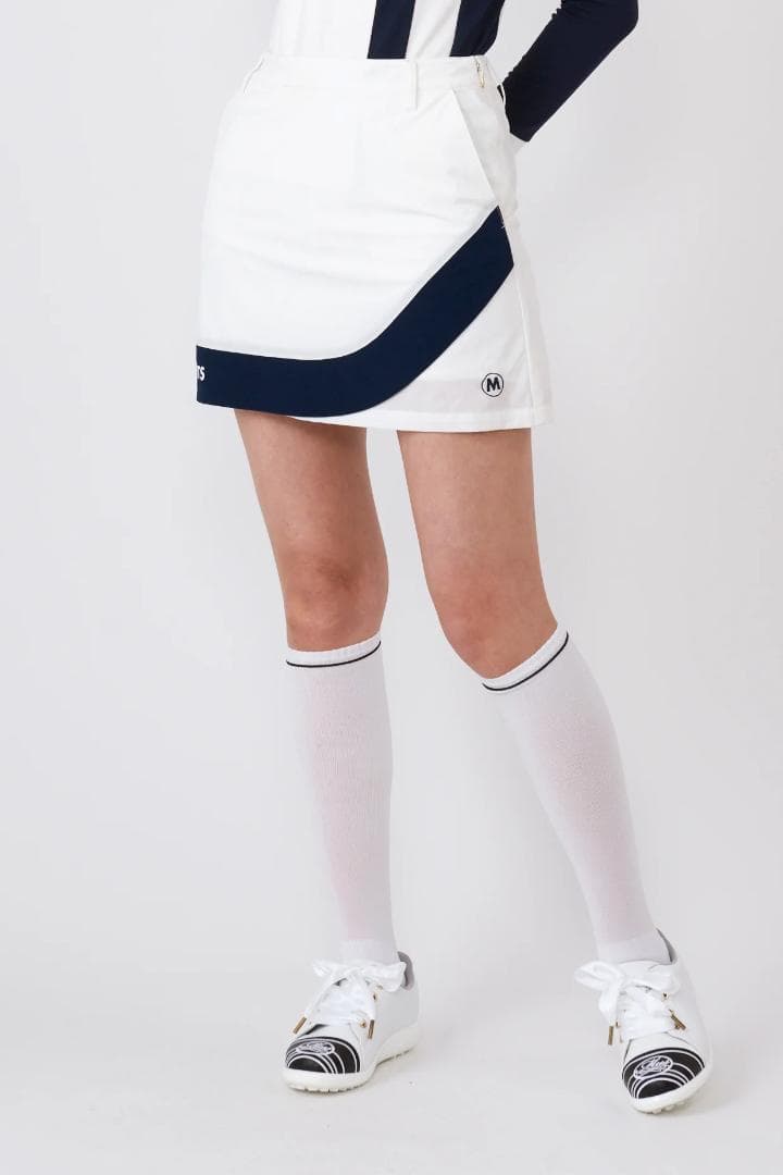 エムユースポーツ(M・U SPORTS) バイカラーラップ風スカート WHT40