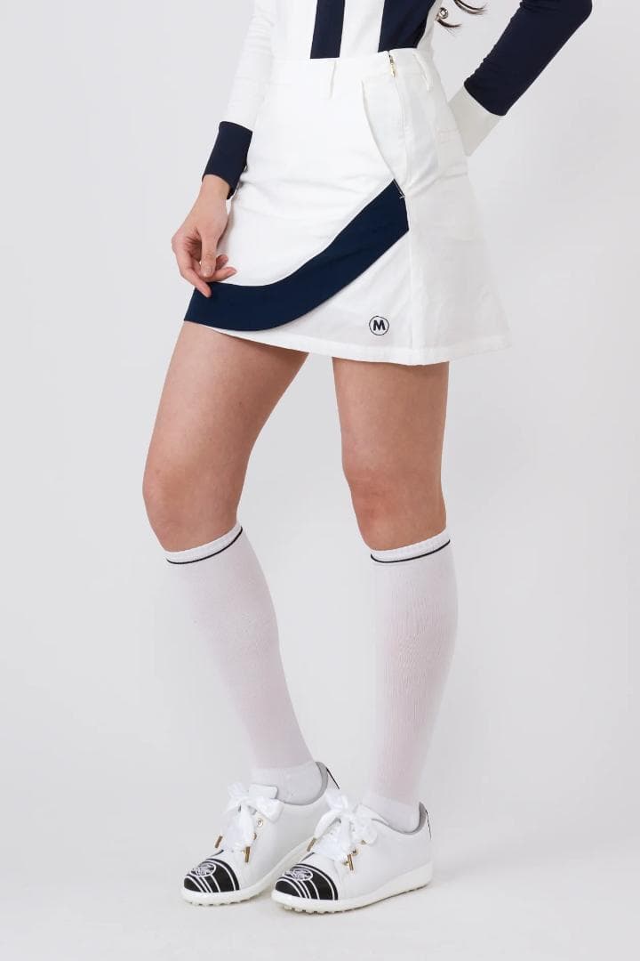 エムユースポーツ(M・U SPORTS) バイカラーラップ風スカート WHT40