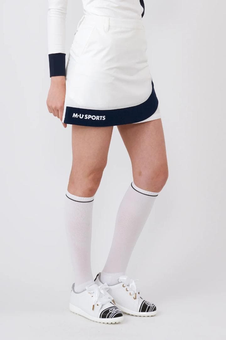 エムユースポーツ(M・U SPORTS) バイカラーラップ風スカート WHT40