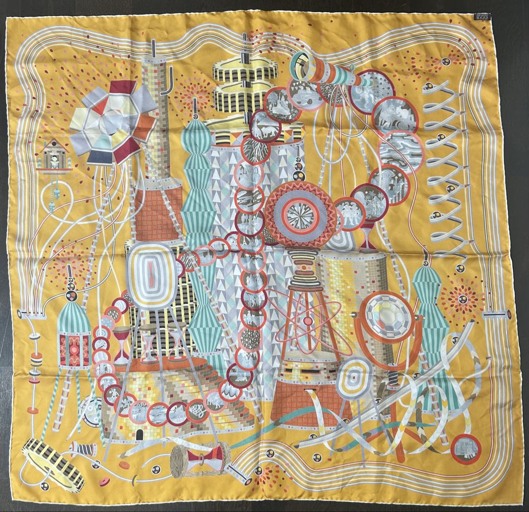 エルメス スカーフ 幾何学模様 シルクスカーフ 約90cm HERMES