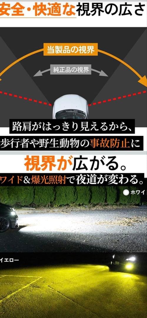 HID屋 2色切替LEDフォグランプ　ホワイト×レモンイエロー