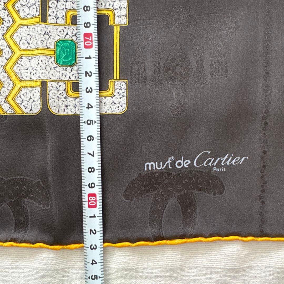 イタリア製　must de Cartier シルク　スカーフ　カルティエ　花柄