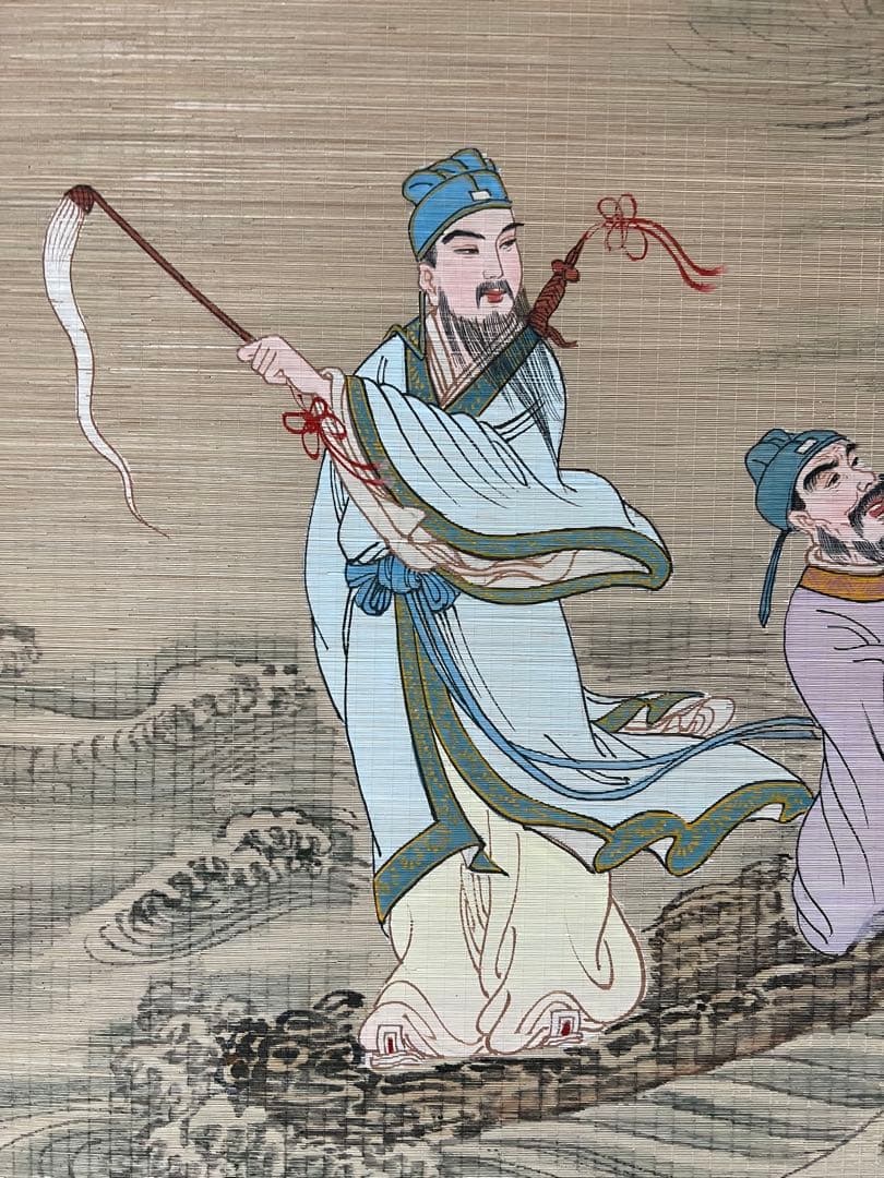 中国画 竹製 ［仙人図］肉筆 人物図　送料込み！