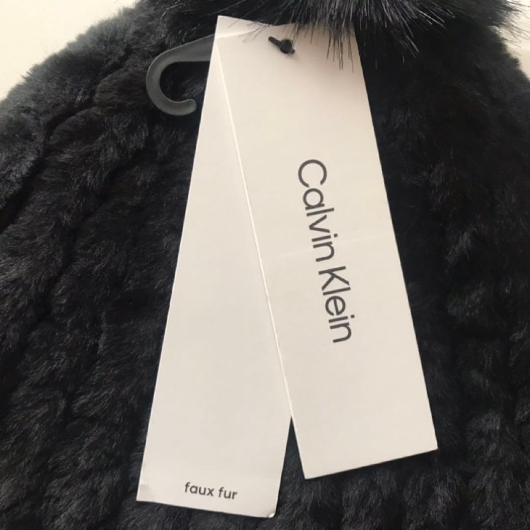 レア【新品】カルバンクライン ニット帽 黒 USA レディース ポンポン ファー