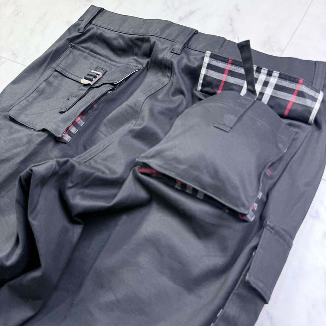 Burberry BLACK LABEL カーゴパンツ ブラック 多機能ポケット