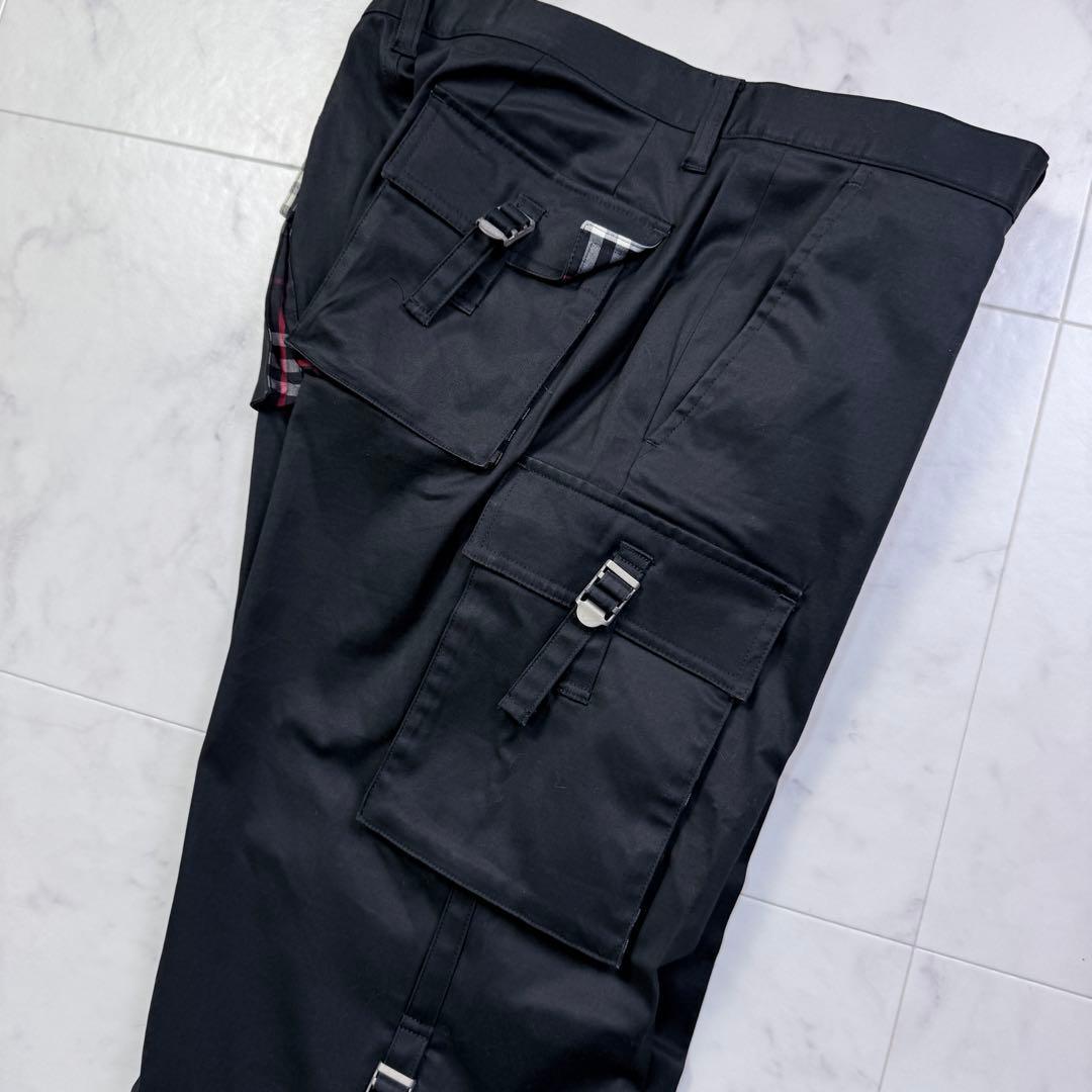 Burberry BLACK LABEL カーゴパンツ ブラック 多機能ポケット
