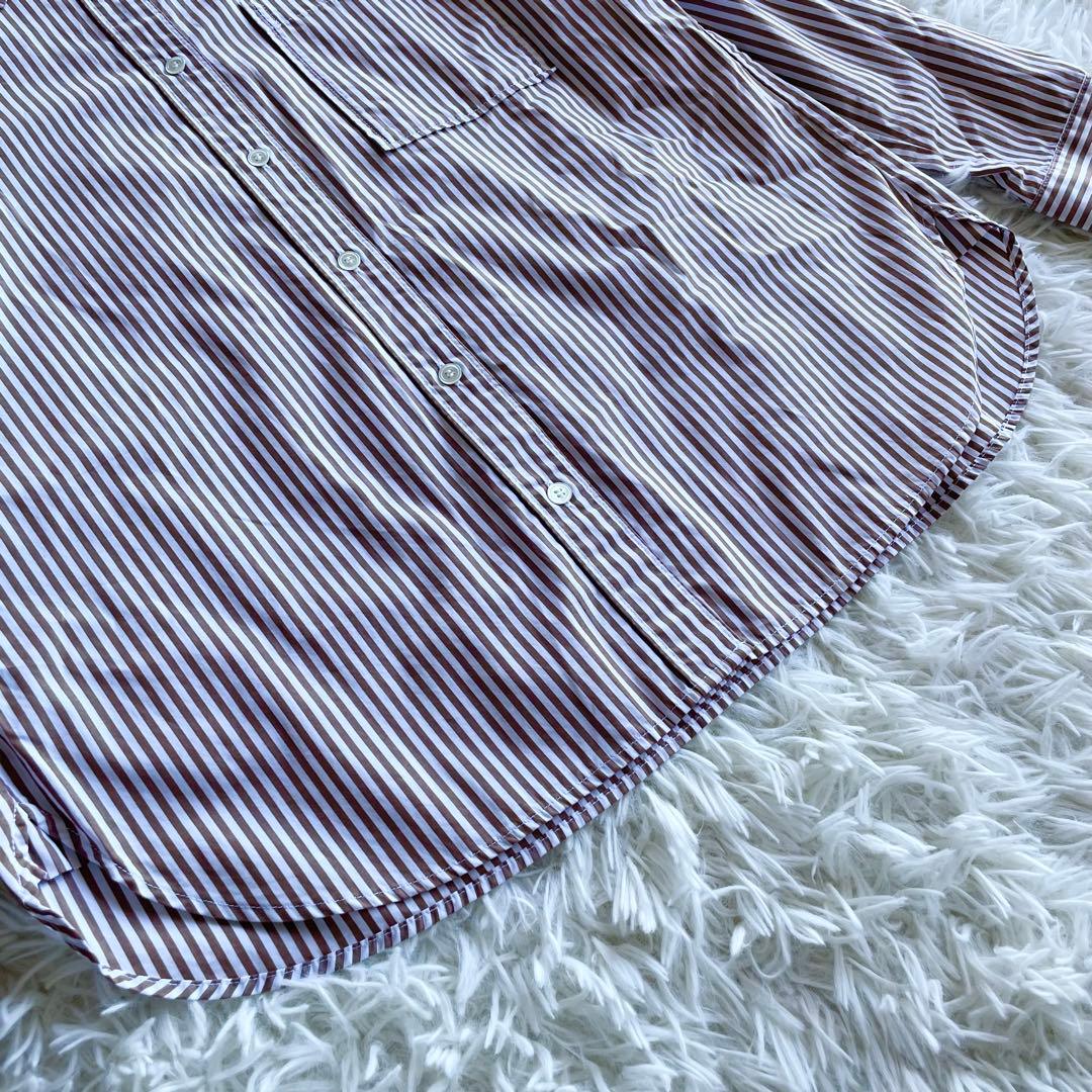 24AW✨美品✨スピックアンドスパン ストライプシャツ 長袖 茶色　白