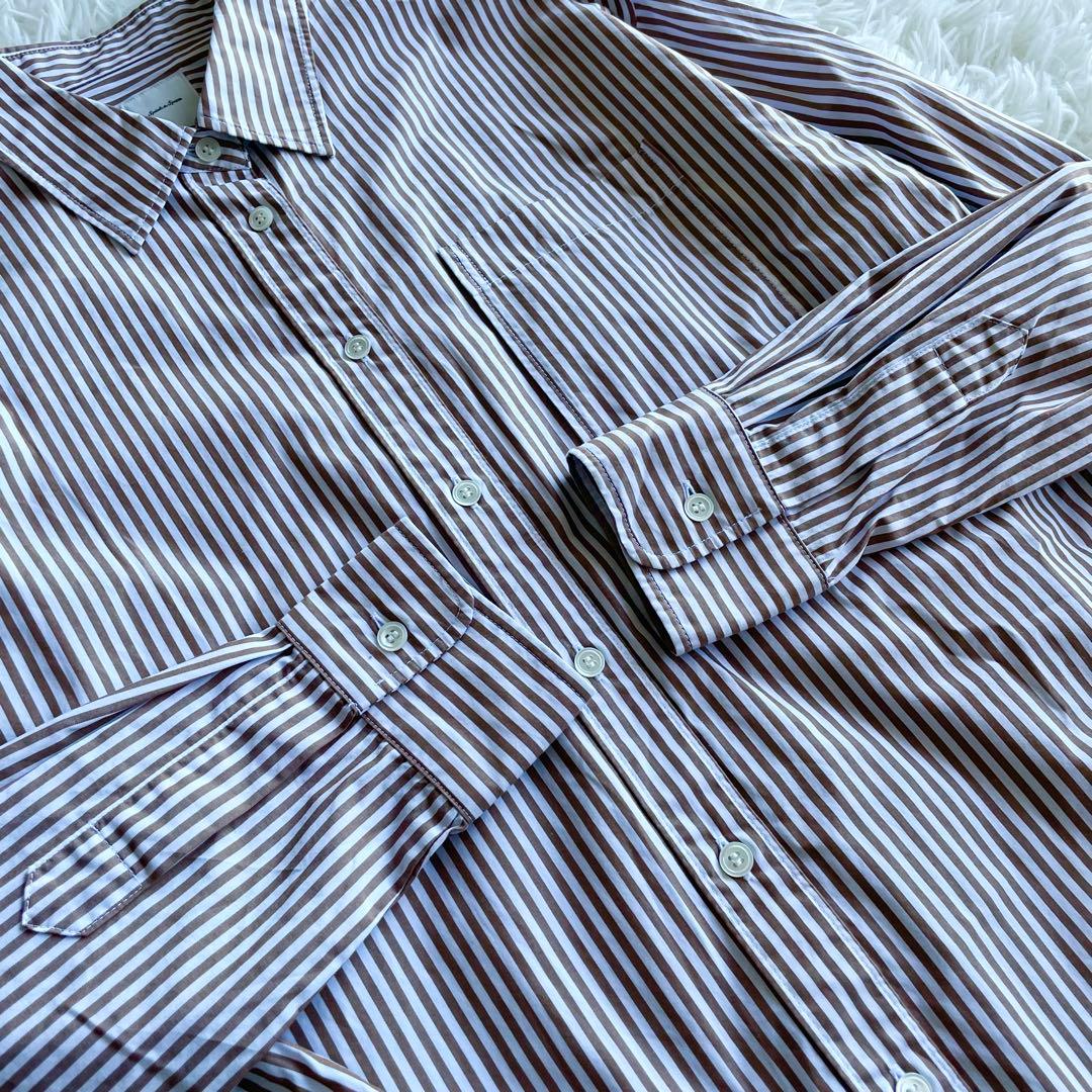 24AW✨美品✨スピックアンドスパン ストライプシャツ 長袖 茶色　白