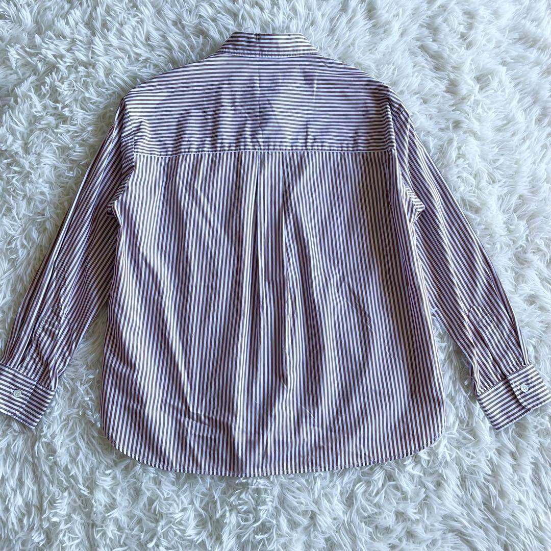 24AW✨美品✨スピックアンドスパン ストライプシャツ 長袖 茶色　白