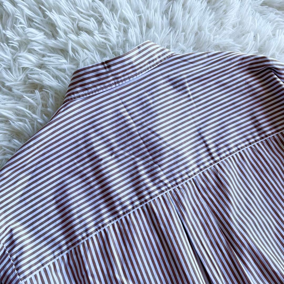 24AW✨美品✨スピックアンドスパン ストライプシャツ 長袖 茶色　白