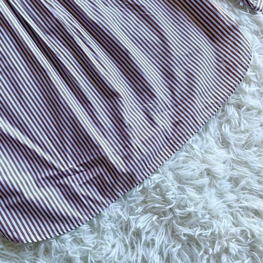 24AW✨美品✨スピックアンドスパン ストライプシャツ 長袖 茶色　白
