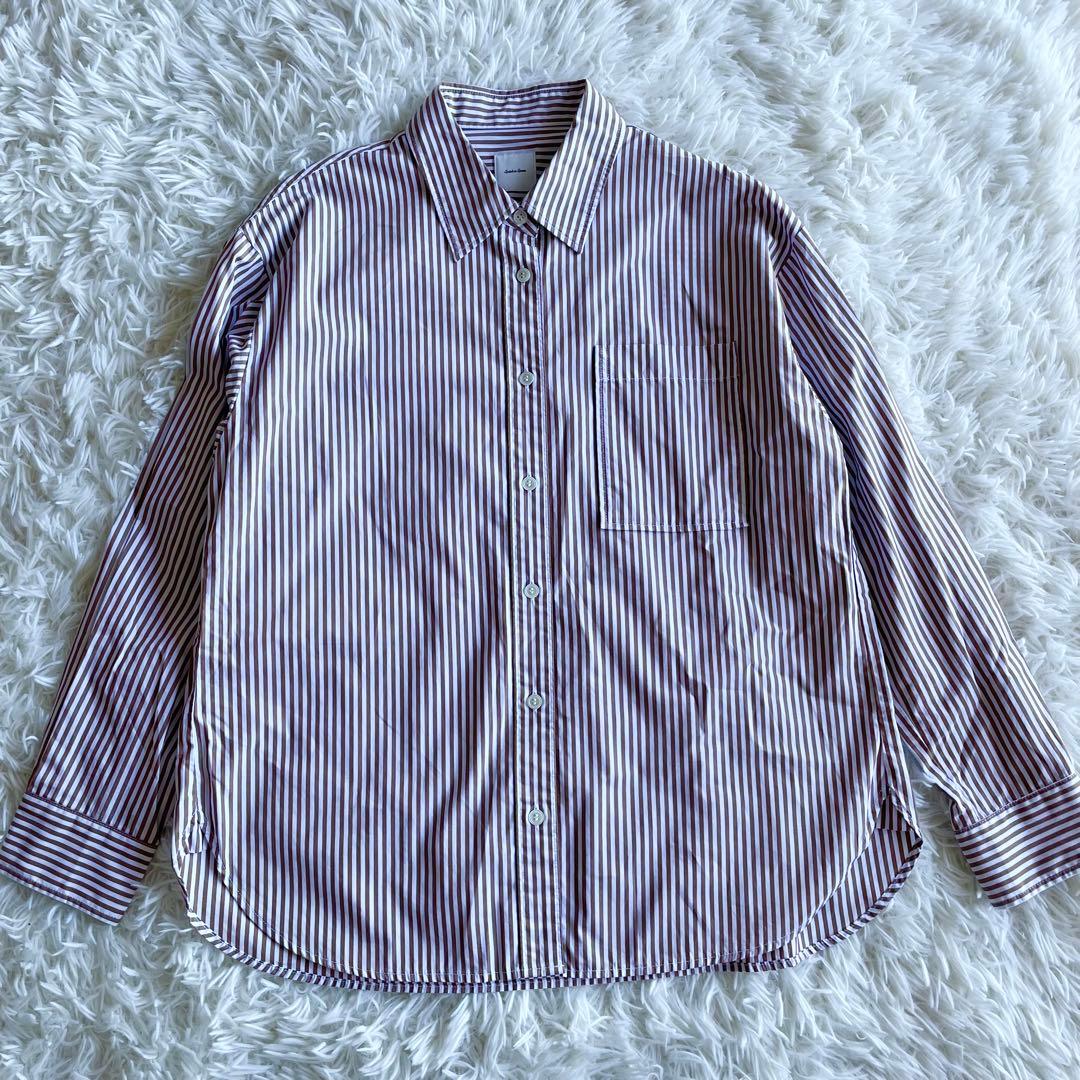 24AW✨美品✨スピックアンドスパン ストライプシャツ 長袖 茶色　白