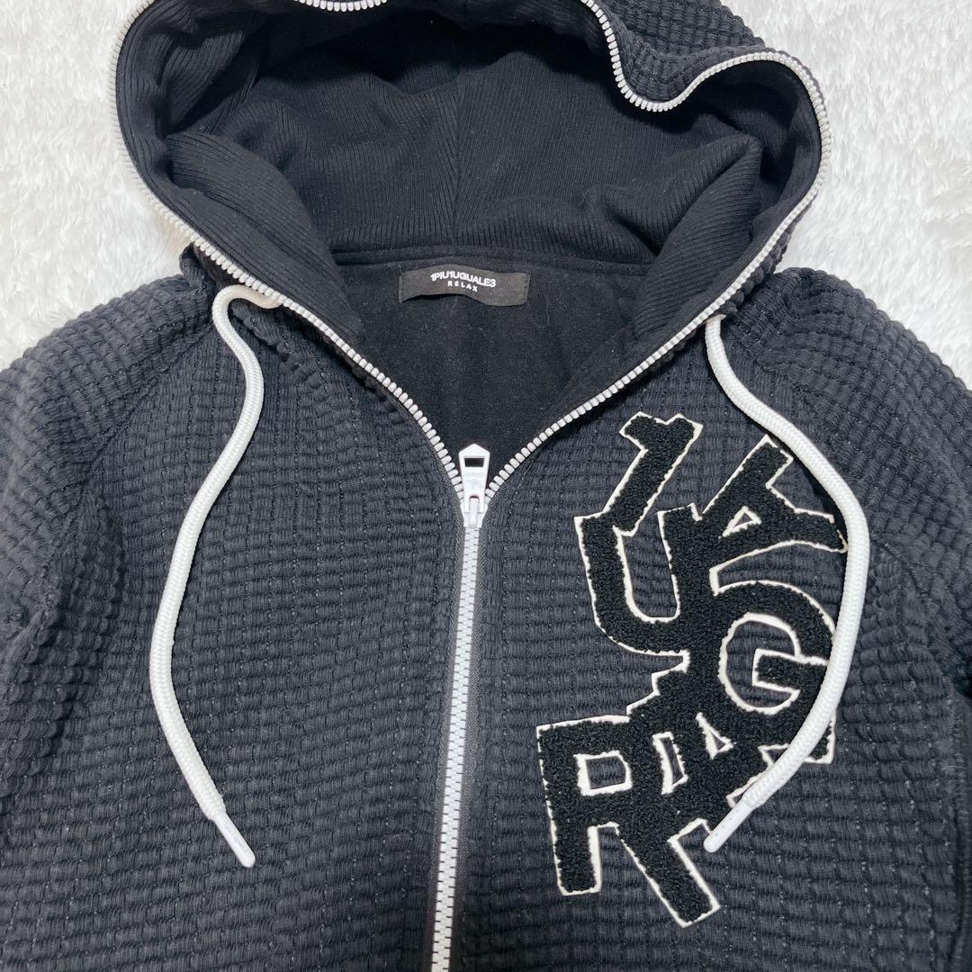 【美品】1PIU1UGUALE3 ワッフル 凹凸 セットアップ L ブラック