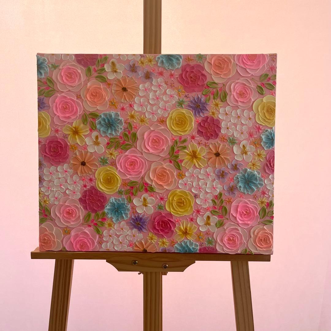sale 絵画 テクスチャーアート 花の絵　ボタニカルアート フラワーアート