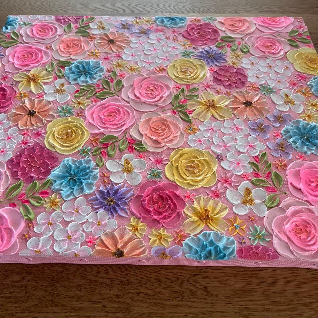sale 絵画 テクスチャーアート 花の絵　ボタニカルアート フラワーアート