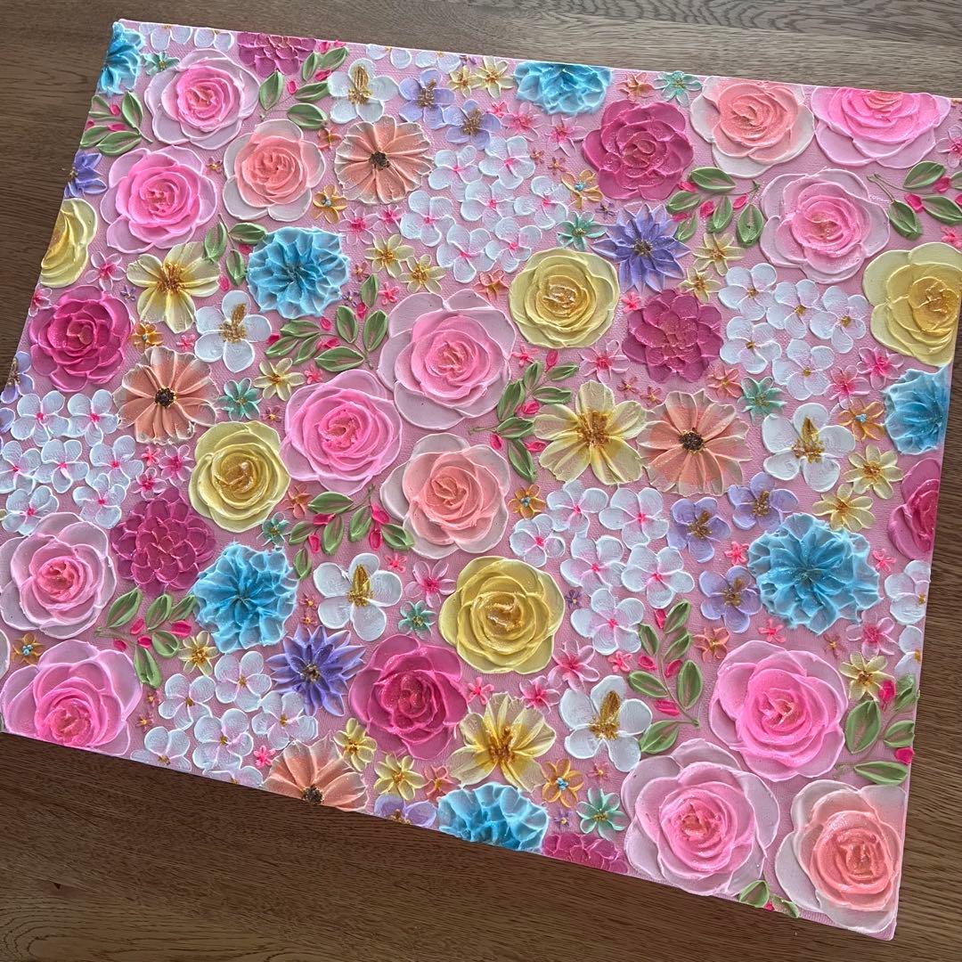 sale 絵画 テクスチャーアート 花の絵　ボタニカルアート フラワーアート