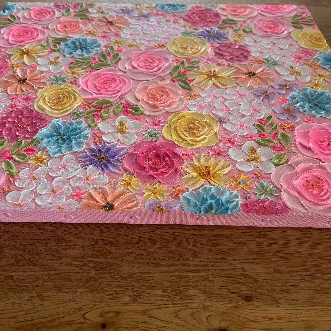 sale 絵画 テクスチャーアート 花の絵　ボタニカルアート フラワーアート