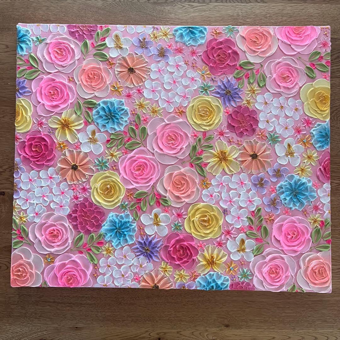 sale 絵画 テクスチャーアート 花の絵　ボタニカルアート フラワーアート