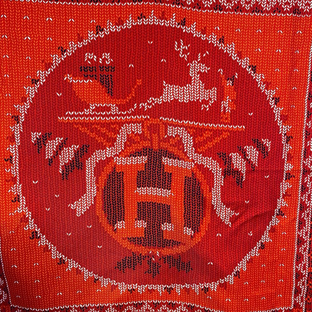エルメス HERMES スカーフ カレ90 暖炉のそばで 赤