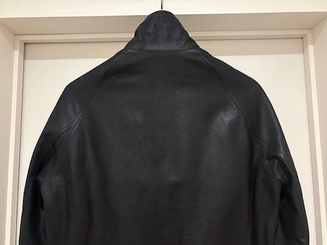 美品バックラッシュ20SSインディアンゴートWフェイスレザーブルゾン黒L
