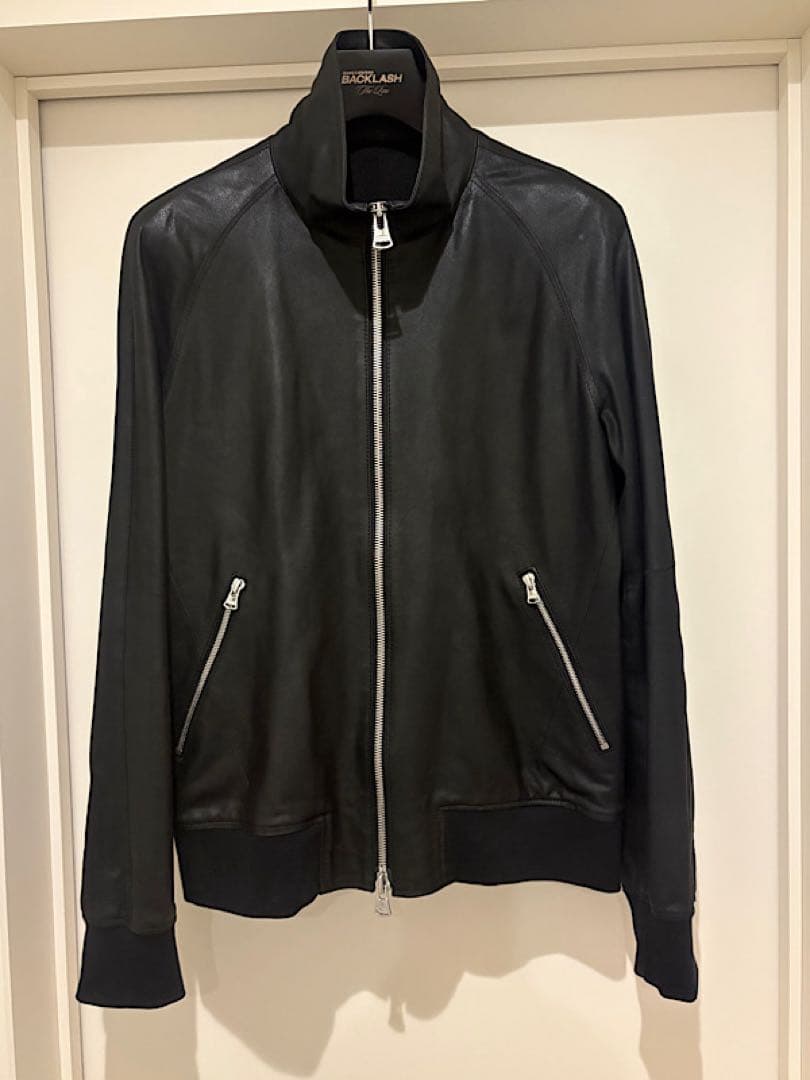 美品バックラッシュ20SSインディアンゴートWフェイスレザーブルゾン黒L