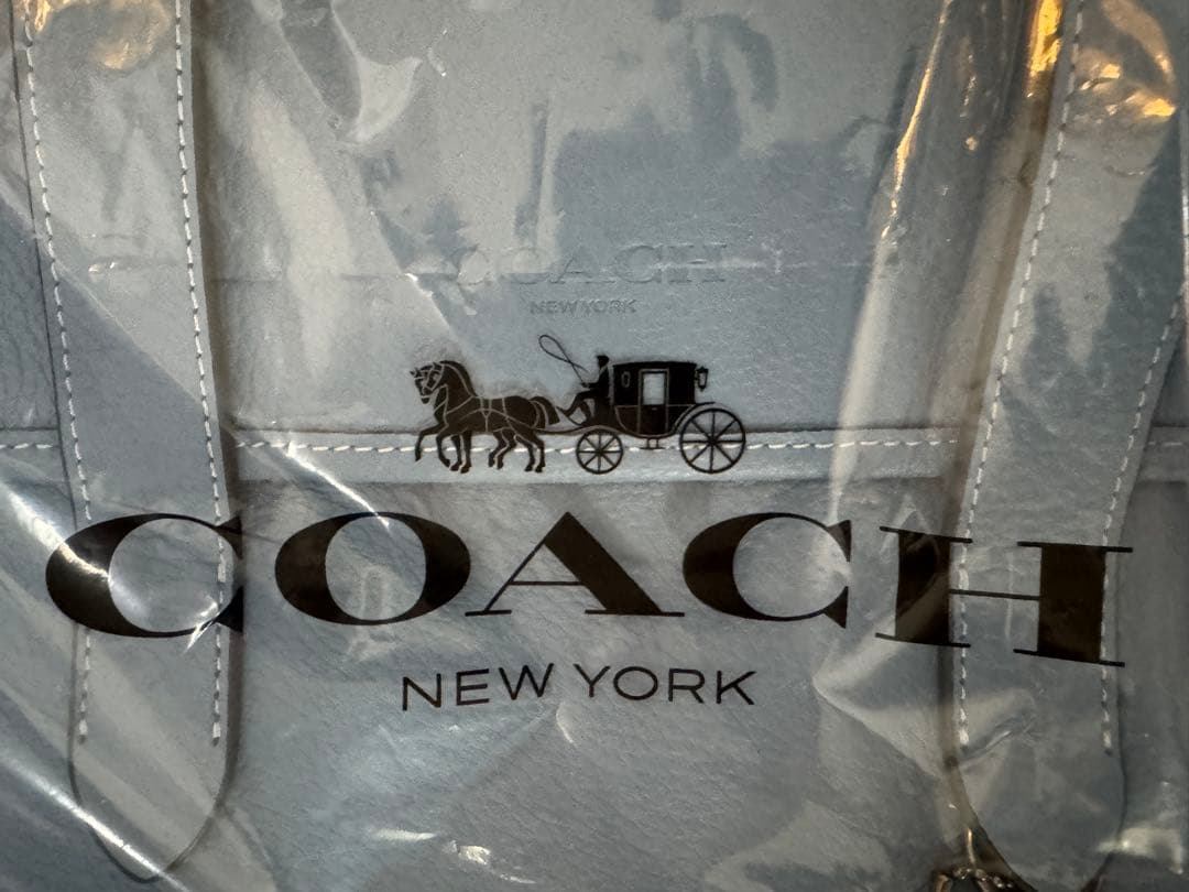 COACH ライトブルー　レザートートバッグ