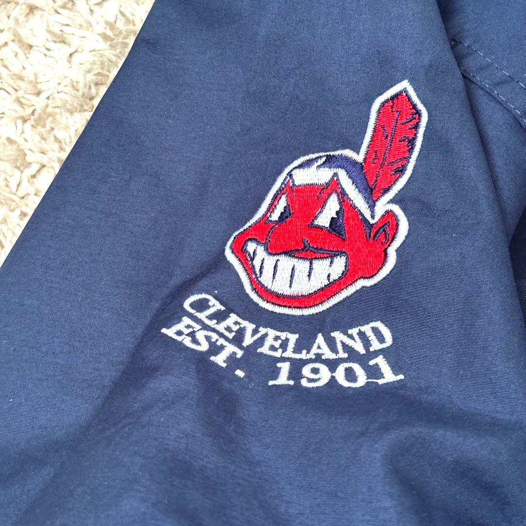 MLB インディアンズ ナイロンジャケット 薄手 ネイビー XXLサイズ