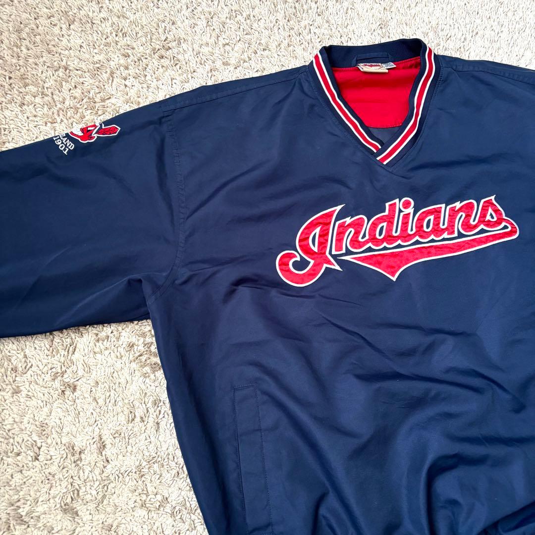 MLB インディアンズ ナイロンジャケット 薄手 ネイビー XXLサイズ