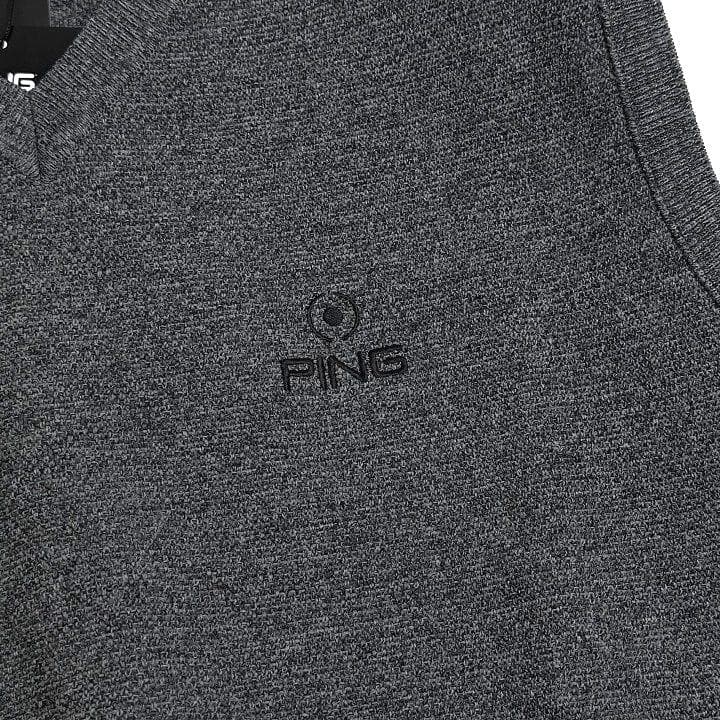 新品 PING ピン ゴルフ Vネック ニット ベスト プルオーバー 灰 LL