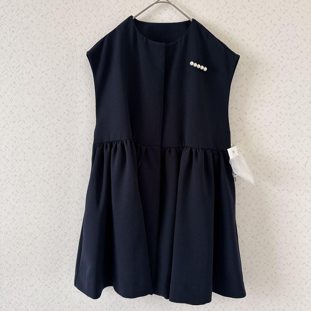 定価22000円◆新品タグ付き◆ヤマダヤ◆パールブローチ付きぺプラムベスト　ジレ