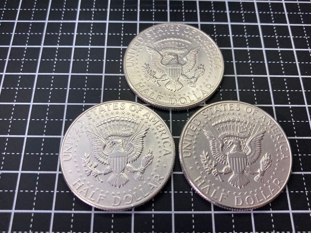 【アメリカ】ケネディハーフダラー銀貨3枚(1964年)