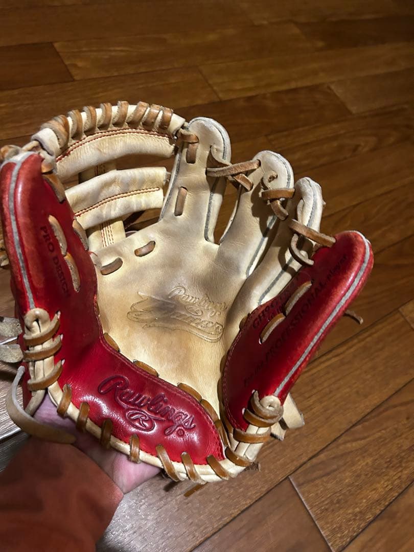 Rawlings 硬式トレーニンググローブ 右投げ用 赤/ベージュ