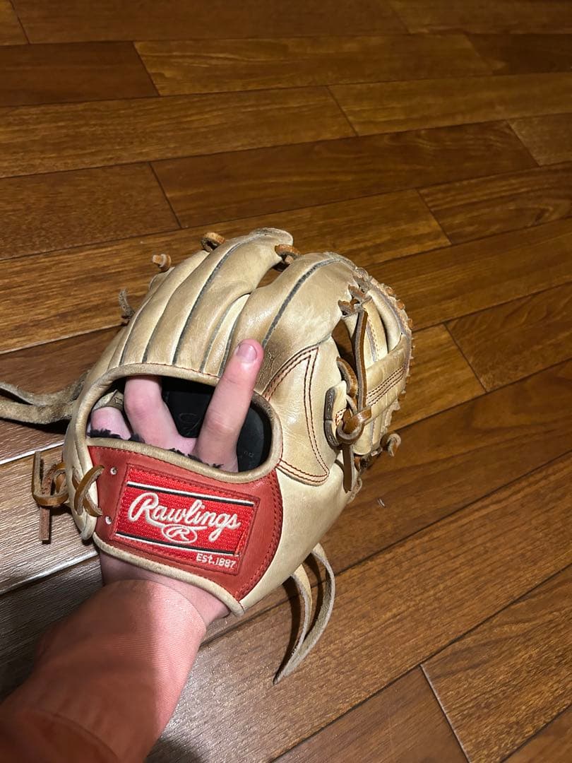 Rawlings 硬式トレーニンググローブ 右投げ用 赤/ベージュ