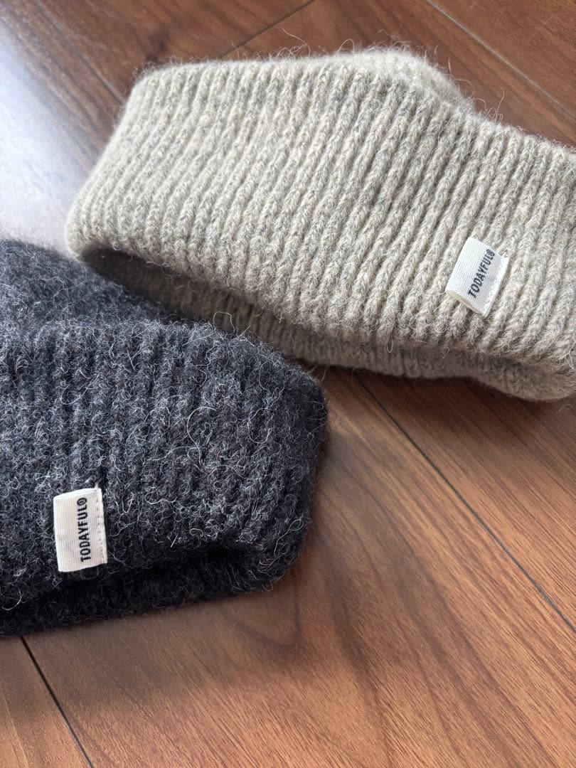 2点セット　Wool Knit Beanie (natural & black)