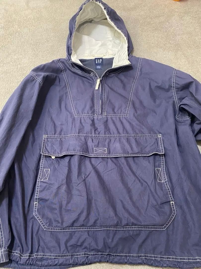 90s OLD GAP コットンアノラック　アノラックパーカー　ネイビー　白