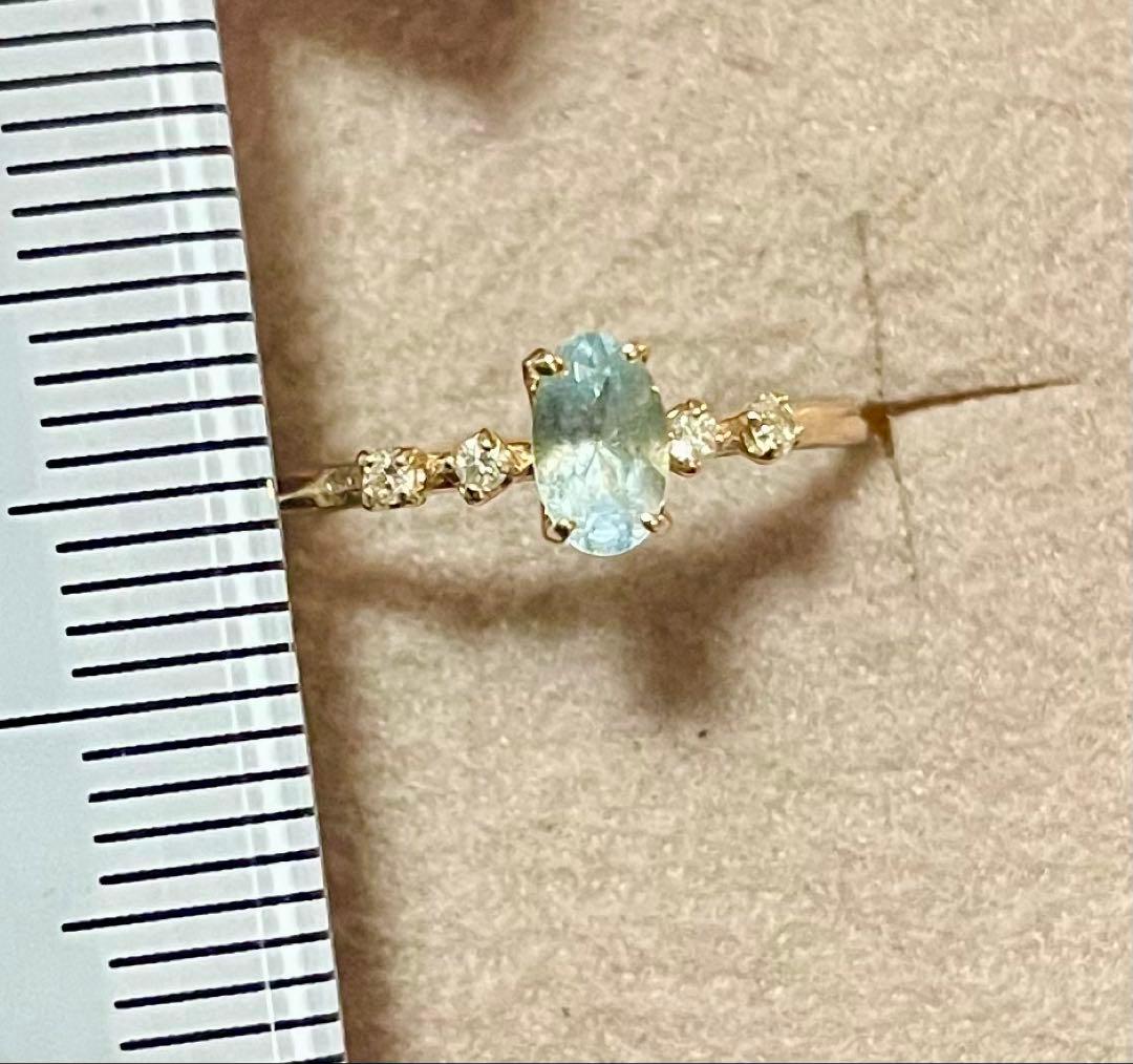 Cloche k10金リング　アクアマリン&ダイヤモンド