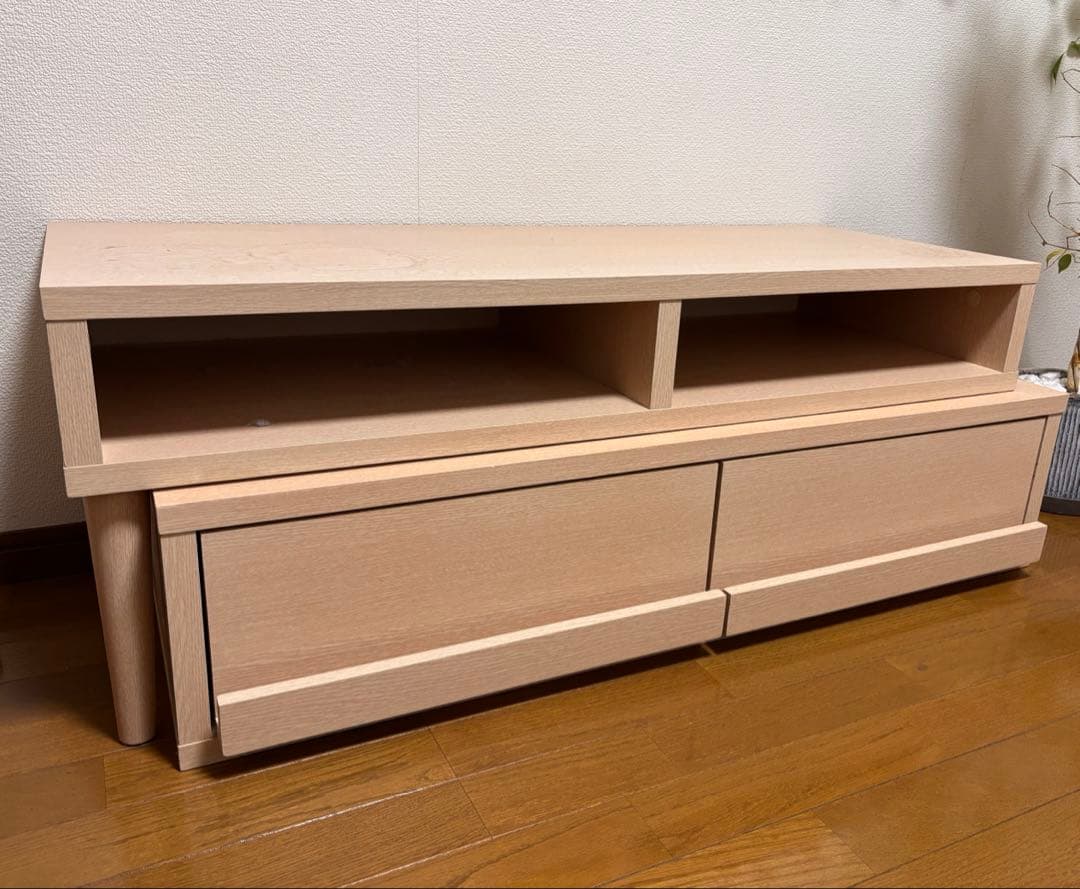 ナチュラル木製テレビ台 引き出し収納付き