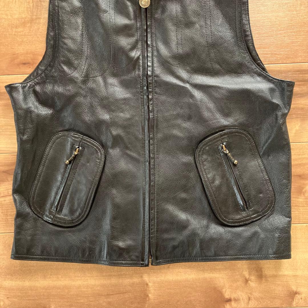 【良品】　PETROFF　LEATHER 本革　レザーベスト　L　ペトロフ