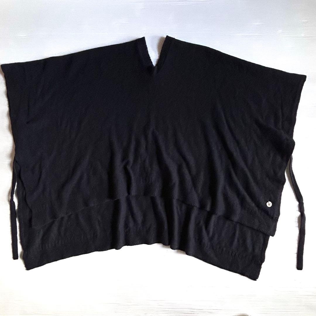 希少☆美品 45R カシミヤ100%ガンジーポンチョ ネイビー 定価3万