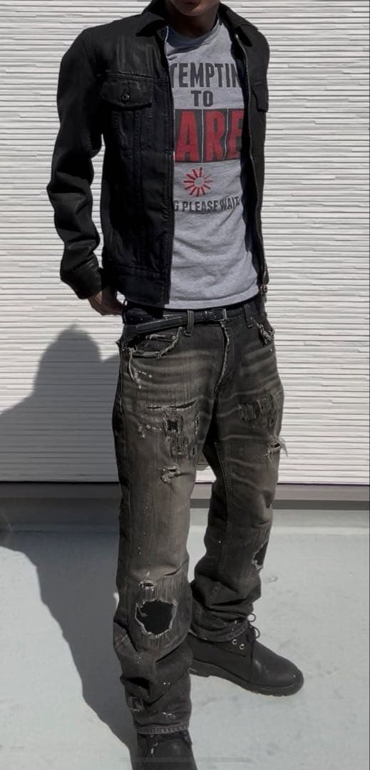 diesel コーティングデニムジャケット　着画