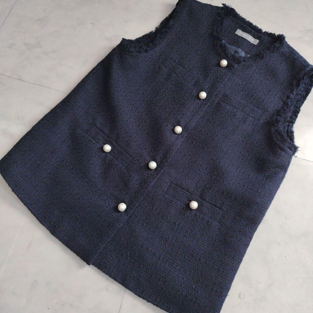 完売♡UNITED ARROWS ラメツイードフェイクパールボタン ベスト ジレ