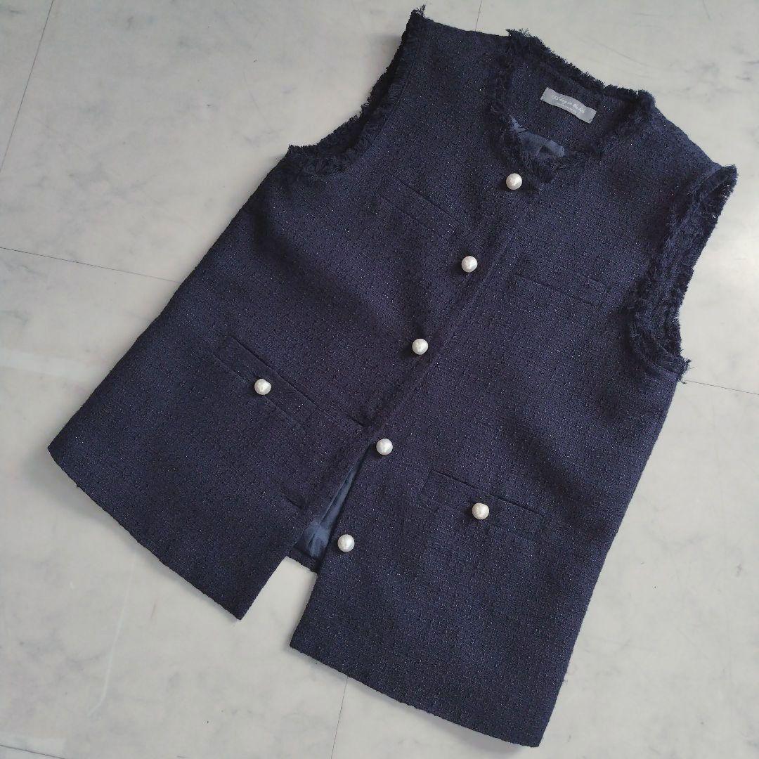 完売♡UNITED ARROWS ラメツイードフェイクパールボタン ベスト ジレ