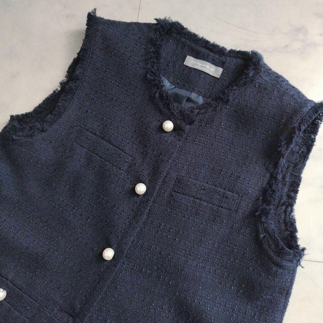 完売♡UNITED ARROWS ラメツイードフェイクパールボタン ベスト ジレ