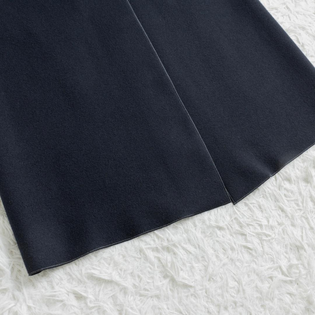 美品 YONFA ヨンファ ウールジレ ネイビー ロング ノーカラー ジレ