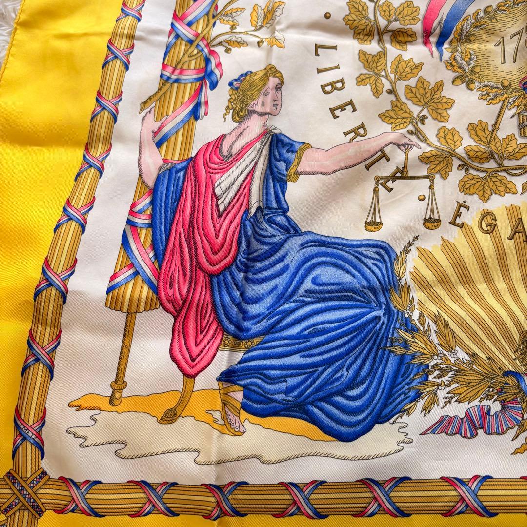 美品♡ HERMES エルメス スカーフ カレ 90 イエロー フランス革命