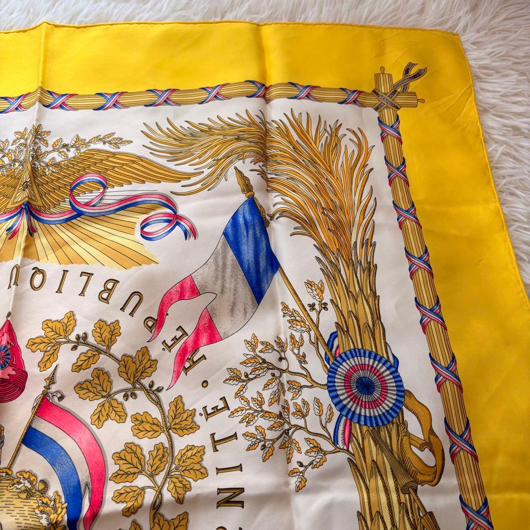 美品♡ HERMES エルメス スカーフ カレ 90 イエロー フランス革命